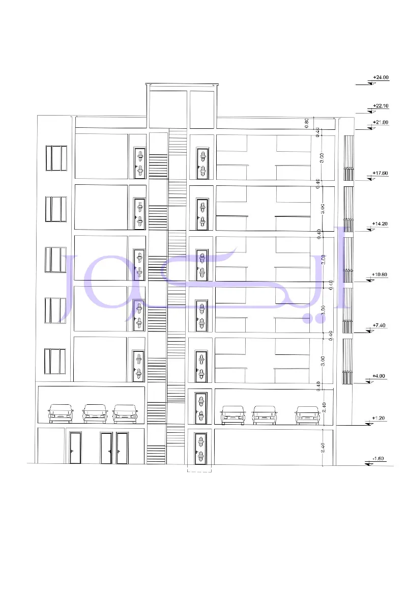 برش معماری پروژه مسکونی با رویکرد اقتصادی در تهران