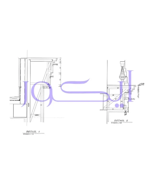 جزئیات اجرایی ستون نمای پروژه به همراه برش دقیق از محل نصب